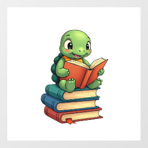 Adorable Turtle Reading Books (3) Wall Decal