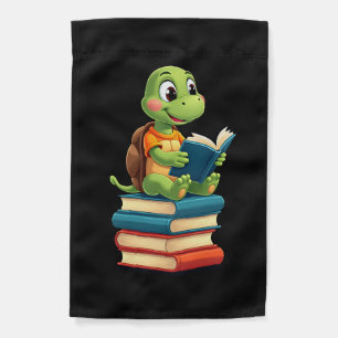 Adorable Turtle Reading Books (4) Garden Flag