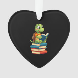Adorable Turtle Reading Books (4) Ornament