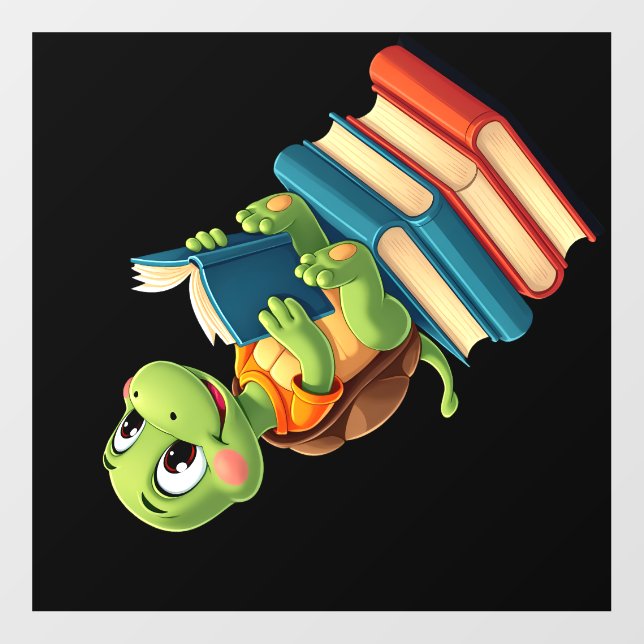 Adorable Turtle Reading Books (4) Wall Decal (Front)