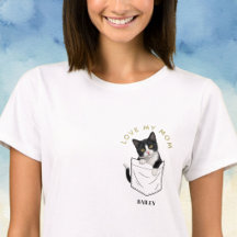 Adorable Tuxedo Cat in Pocket Personalized Name
