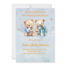 Adorable Twin Baby Boys Announcement Card