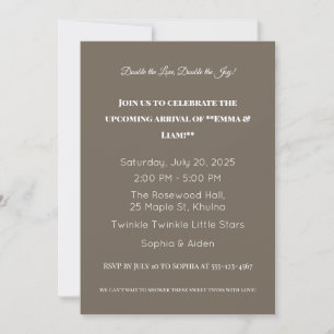 Adorable Twin Baby Shower Invitation
