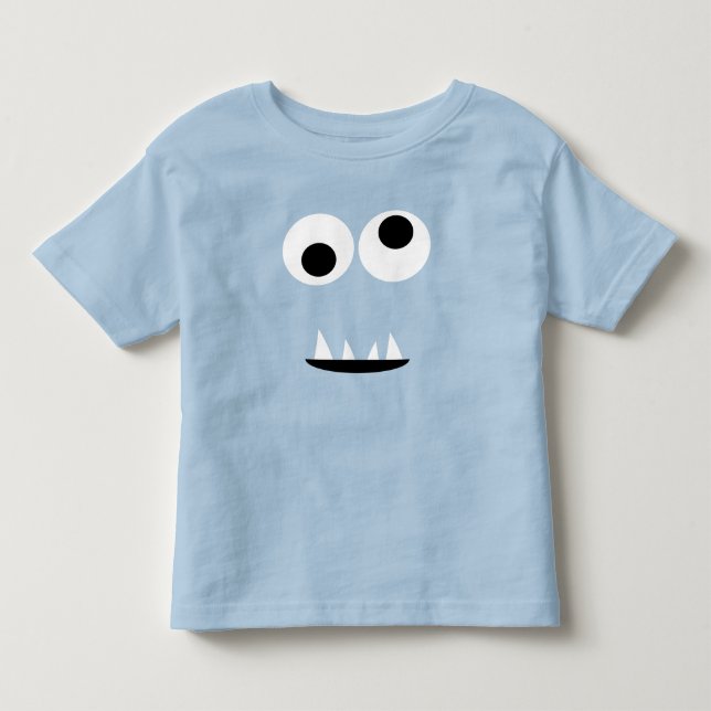 Adorable Two Eyed Monster Face Funny Kids Green Toddler T-shirt (Front)