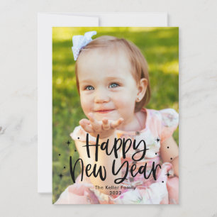 Adorable Type Editable Color Happy New Year Card