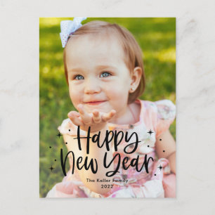 Adorable Type Editable Color New Year Postcard