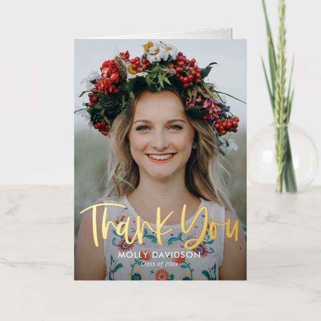 Adorable Type FOIL Graduation Thank You Card (Front)