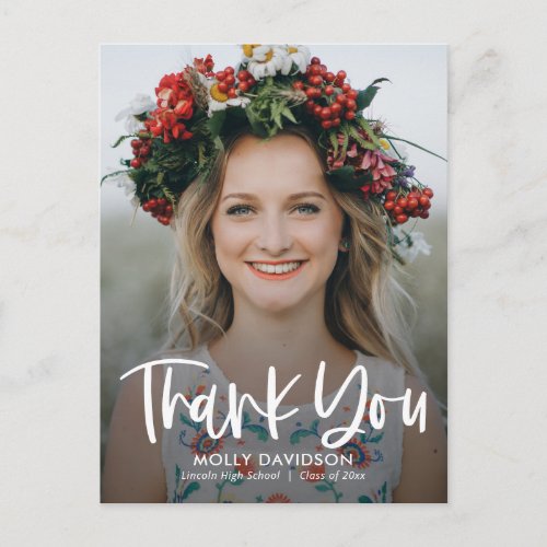 Adorable Type Modern Graduation Thank You Postcard