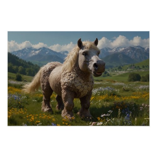 Adorable Ukrainian Woolly_tufted Horse Poster