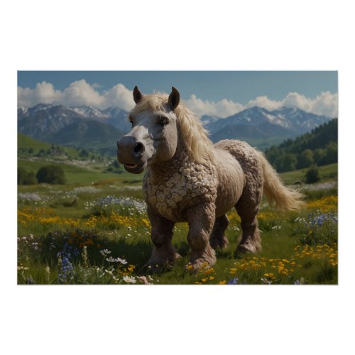 Adorable Ukrainian Woolly_tufted Horse Poster