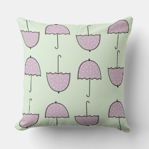 Adorable umbrella pattern Purple and green Kids Throw Pillow