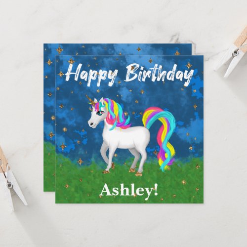 Adorable Unicorn Bold Bright Colors Happy Birthday
