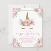 Adorable Unicorn Face Baby Shower Invitations (Front)