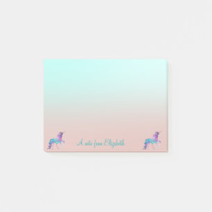 Adorable Unicorn, Ombre -Personalized Post-it Notes