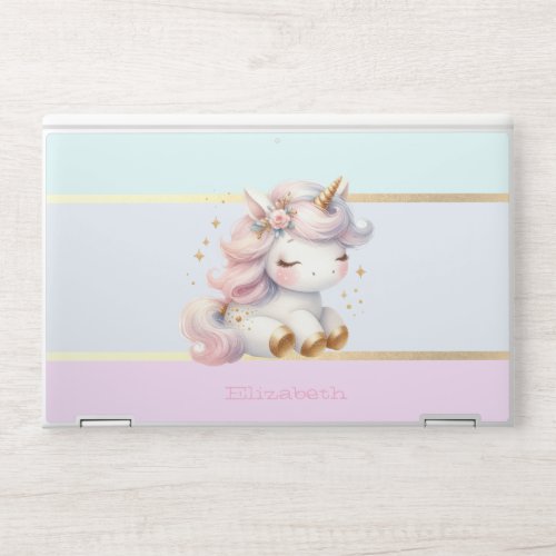 Adorable Unicorn Pastel Stripe HP Laptop Skin