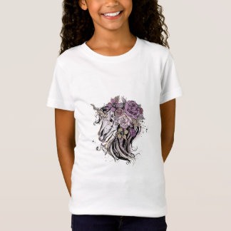 Adorable Unicorn Skull and Flowers Boho T-Shirt