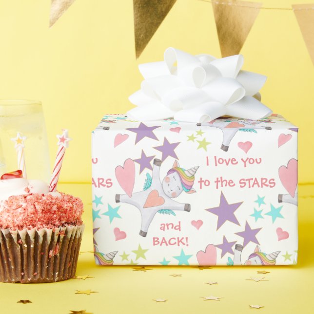 Adorable Unicorn To The Stars and Back Wrapping Paper (Birthday Party)