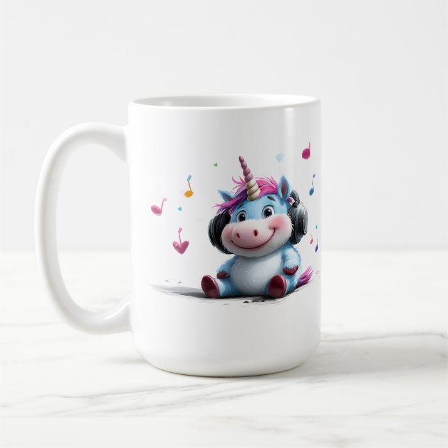 Adorable Unicorn with Headphones Mug (Left)