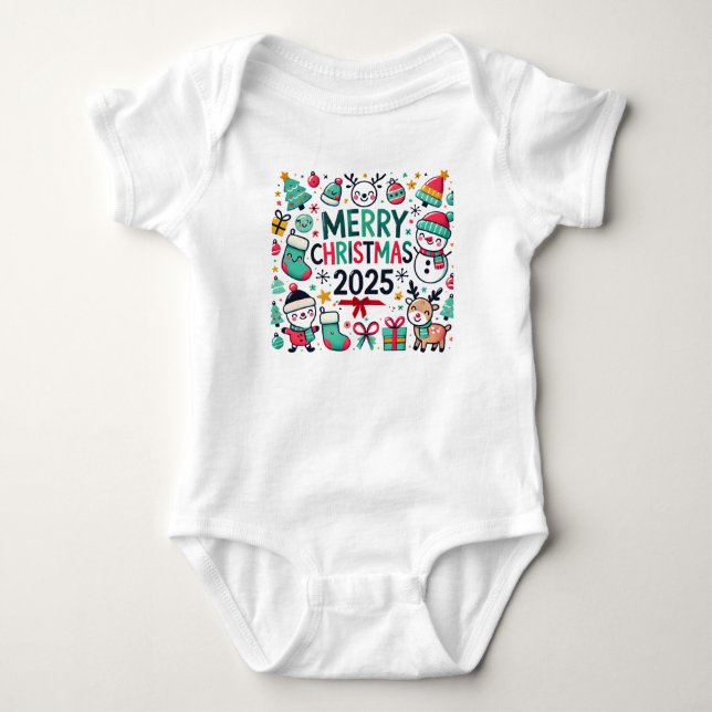 "Adorable Unisex Baby Christmas Bodysuit" Baby Bodysuit (Front)