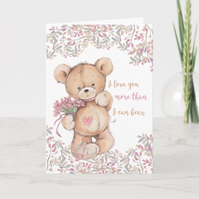 Adorable Valentine Bear Holiday Card (Front)