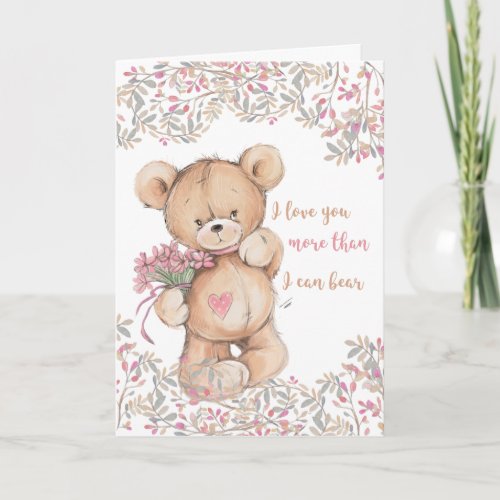 Adorable Valentine Bear Holiday Card