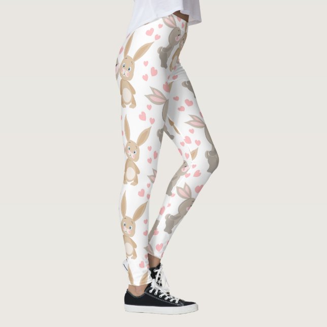 Adorable Valentine Rabbits  Leggings (Right)