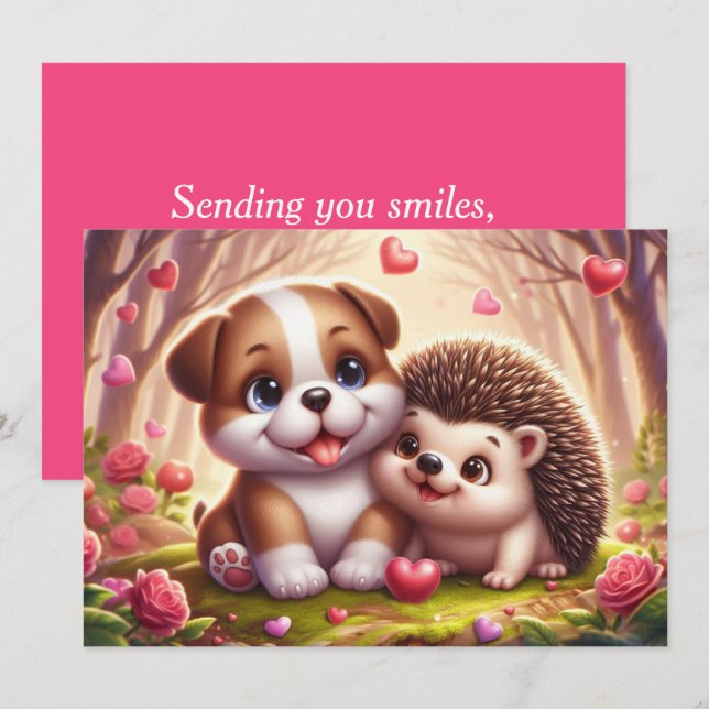 Adorable Valentine’s Day Card - Holiday Flat Card (Front/Back)