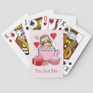 Adorable Valentine Sloth Poker Cards