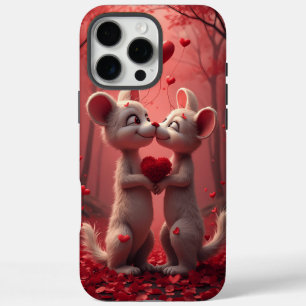 Adorable Valentine's Day Romantic Mice in Love iPhone 16 Pro Max Case