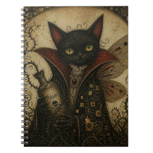 Adorable Vampire Black Cat Fairy Notebook