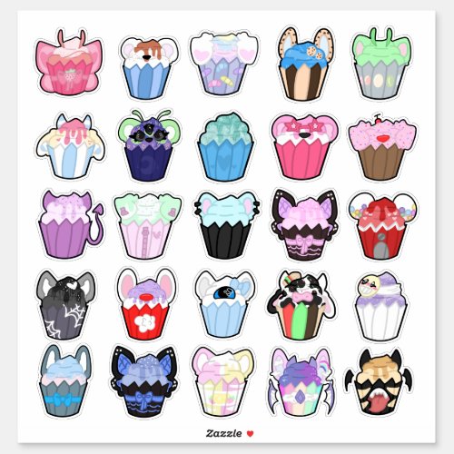 Adorable Variety Pack of Cupcake Stickers