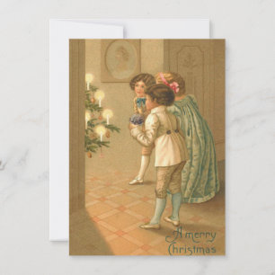 Adorable Victorian Children Vintage Christmas Note Card