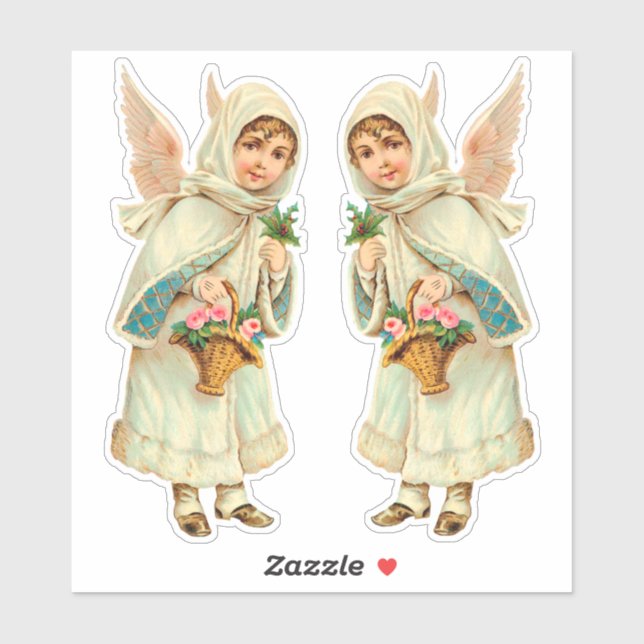 Adorable Victorian Christmas winter angel cut out Sticker (Sheet)