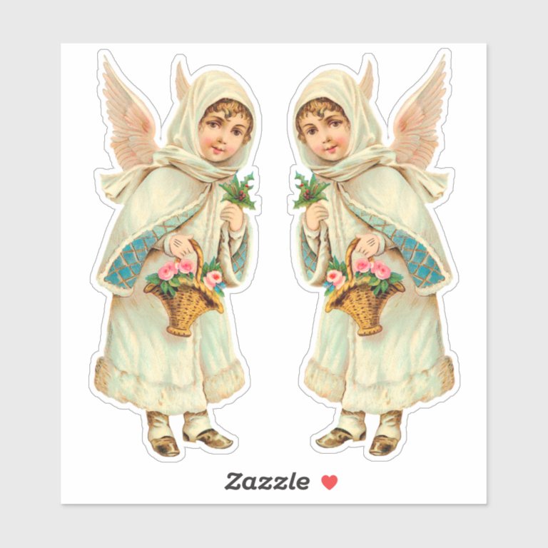 Adorable Victorian Christmas winter angel cut out Sticker