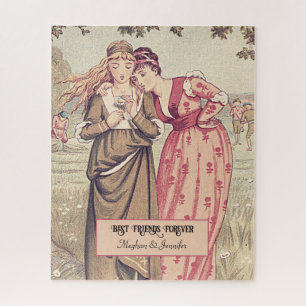 Adorable Victorian Friends Personalized Besties Jigsaw Puzzle