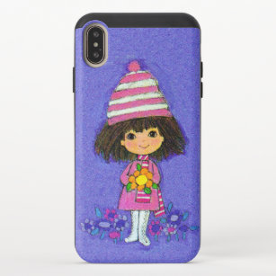 Adorable Vintage 1960s Girl in Pink With Flowers iPhone XS Max Slider Case
