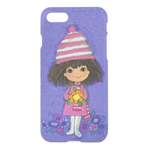 Adorable Vintage 1960s Girl in Pink With Flowers iPhone SE87 Case