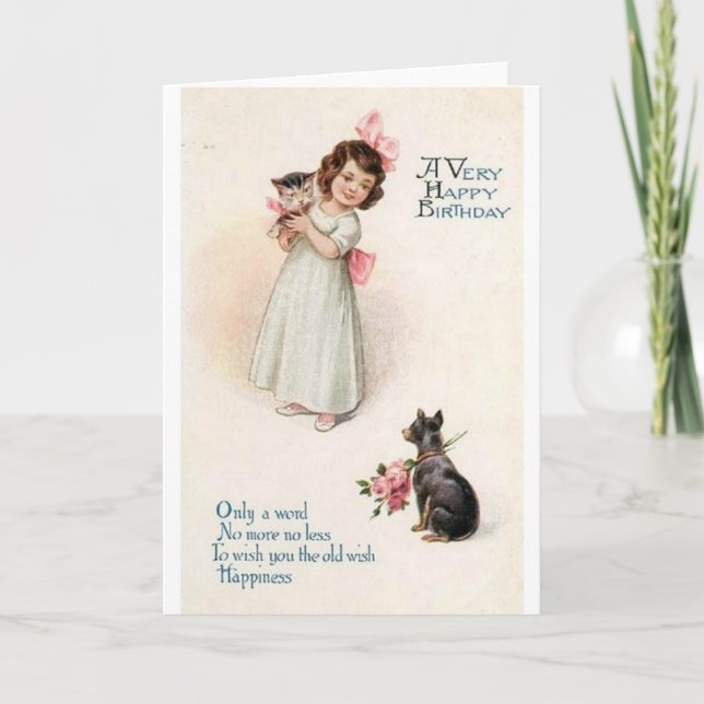 Adorable Vintage Birthday Greeting Card (Front)