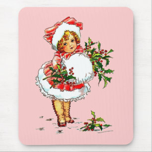 Adorable Vintage Christmas Child Mouse Pad