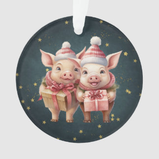 Adorable vintage Christmas Pigs Ornament