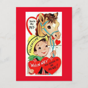 Adorable Vintage Cowboy & Horse 1950's Valentine Postcard