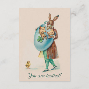 Adorable Vintage Easter Party Invitation - Rabbits