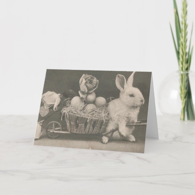 Adorable Vintage Easter Rabbit Holiday Card (Front)