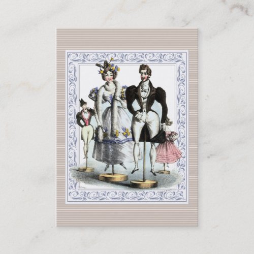 Adorable Vintage French Fashion Family of Dolls Business Card