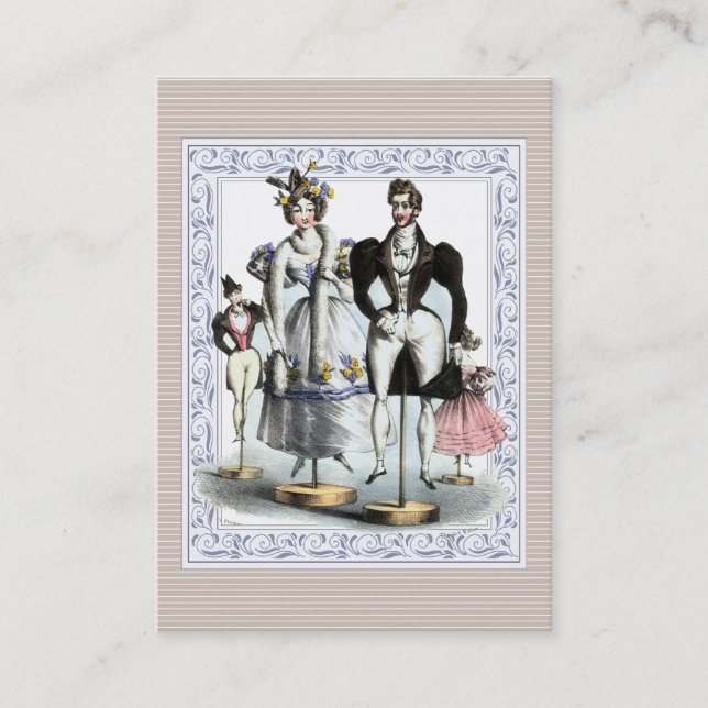 Adorable Vintage French Fashion Family of Dolls Business Card (Front)