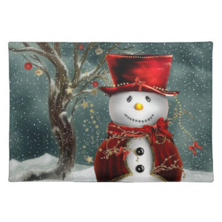 Adorable Vintage Inspired Snowman Placemat