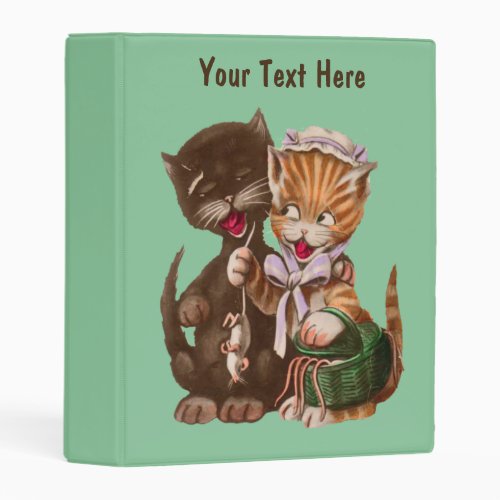 Adorable Vintage Male and Female Cats With Rats Mini Binder