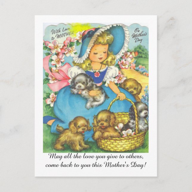 Adorable Vintage Mom's Day Postcard (Front)
