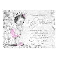 Adorable Vintage Pink and Gray Baby Shower Card