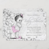 Adorable Vintage Pink and Gray Baby Shower Invitation (Front/Back)